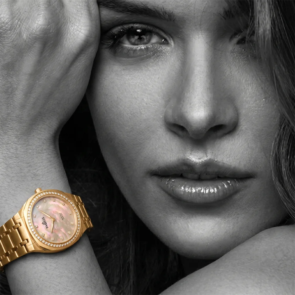 Fabius Lumina gold watch campaign